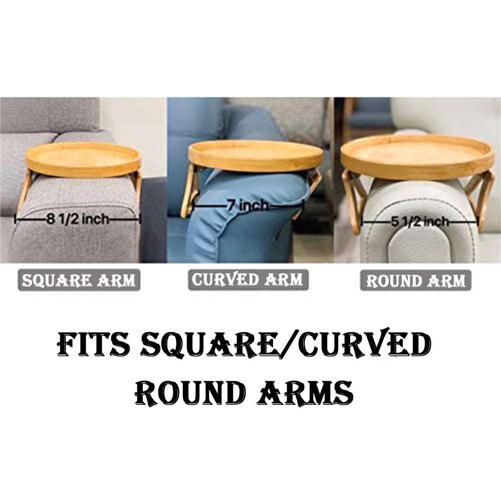 Sofa Tray Table Sofa Armrest Clip-On Tray Natural wooden Sofa Tray Practical TV Snack Tray for Remote Control Coffee Snacks