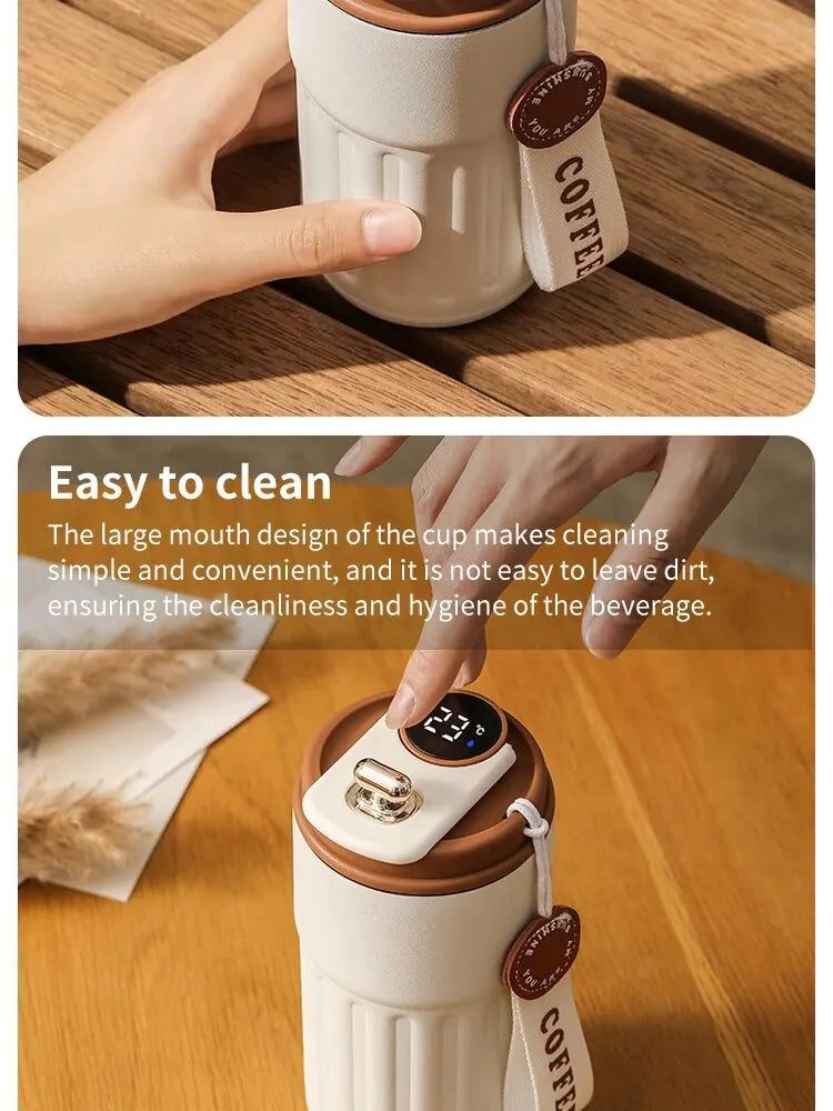 Stainless Steel Insulated Cup Display Temperature Coffee Cup Intelligent Car Mounted Water Cup Gift Drinking Tool