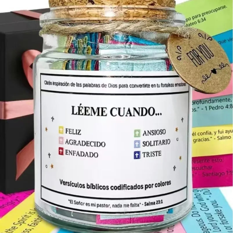 Bible Verses in A Jar, God's Word Storage Jar ,Colorful Bible Verses Gratitude & Blessings Christian ,With Gift Box