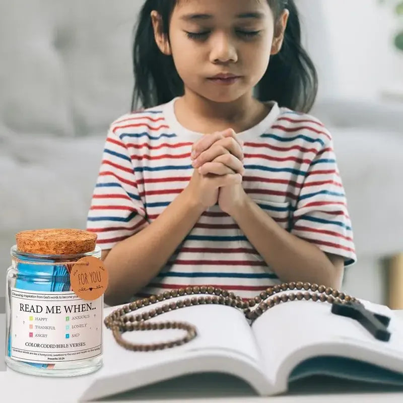 Bible Verses in A Jar, God's Word Storage Jar ,Colorful Bible Verses Gratitude & Blessings Christian ,With Gift Box