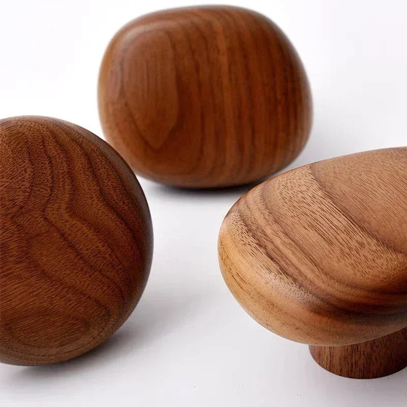 Scandinavian Solid Wood Handle Clothes Hook Coat Hook Wall-mounted Hook Punch-free Door Clothes Hanger Pebble Shape Cabinet Door