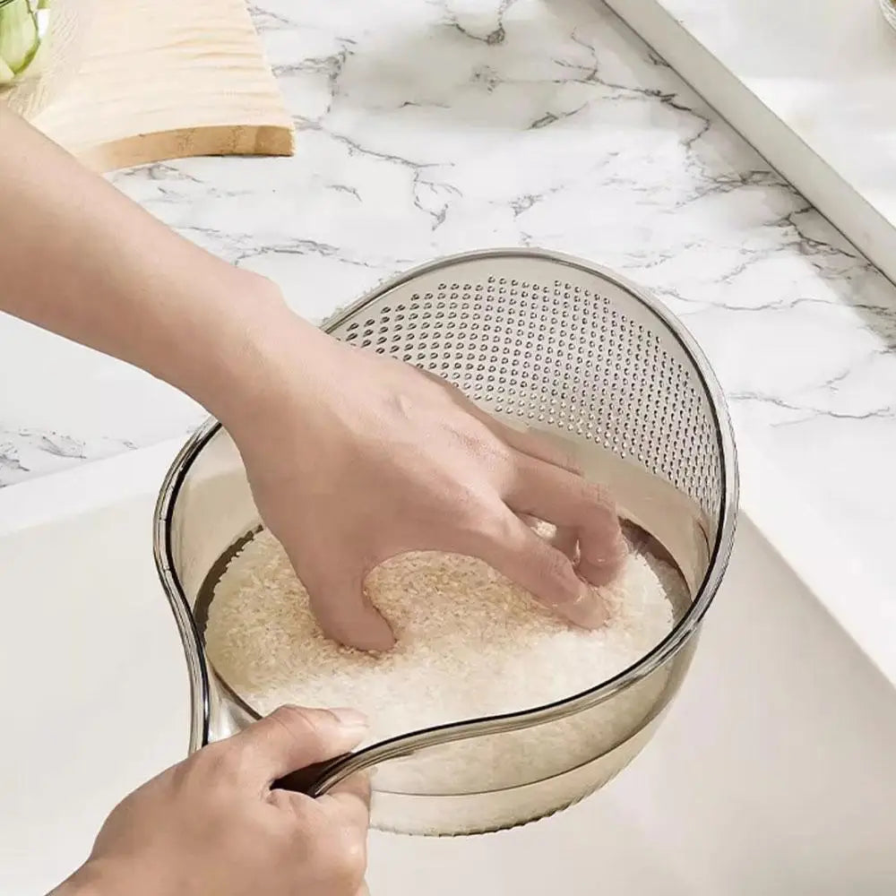 Rice Washing Bowl Plastic Colander Sieve Vegetable Drainer Basket Kitchen Tools Food Beans Sieve Fruit Drainer