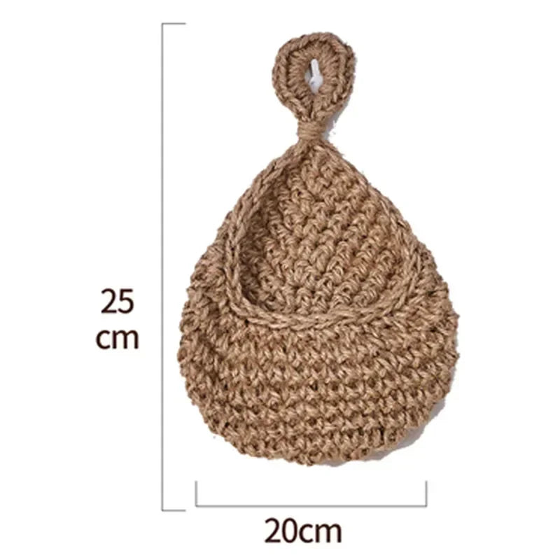 Handwoven Hanging Wall Fruit Vegetable Basket Organizer Container Decor for Kitchen Garden Mount Wall Plant Flower Onion Storag