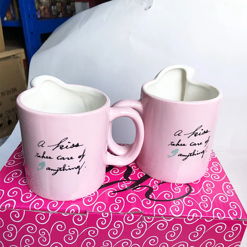 Disney 2 pieces Princess Couple Mug Mermaid Ceramic Mug Beauty Beast Ceramic Mug Double Snow White Coffee Gifts Couple Mugs