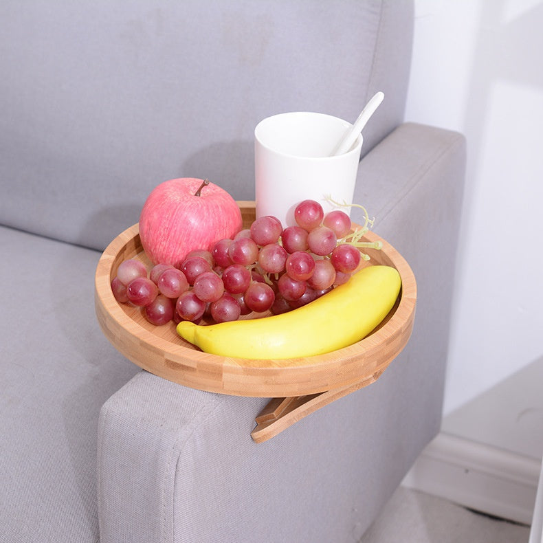 Sofa Tray Table Sofa Armrest Clip-On Tray Natural wooden Sofa Tray Practical TV Snack Tray for Remote Control Coffee Snacks