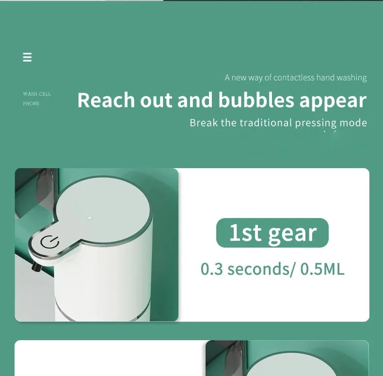 380ML Rechargeable Electric 4 Levels Adjustable Automatic Sensor Soap Dispenser Intelligent Hand Sanitizer Pump Washing Machine