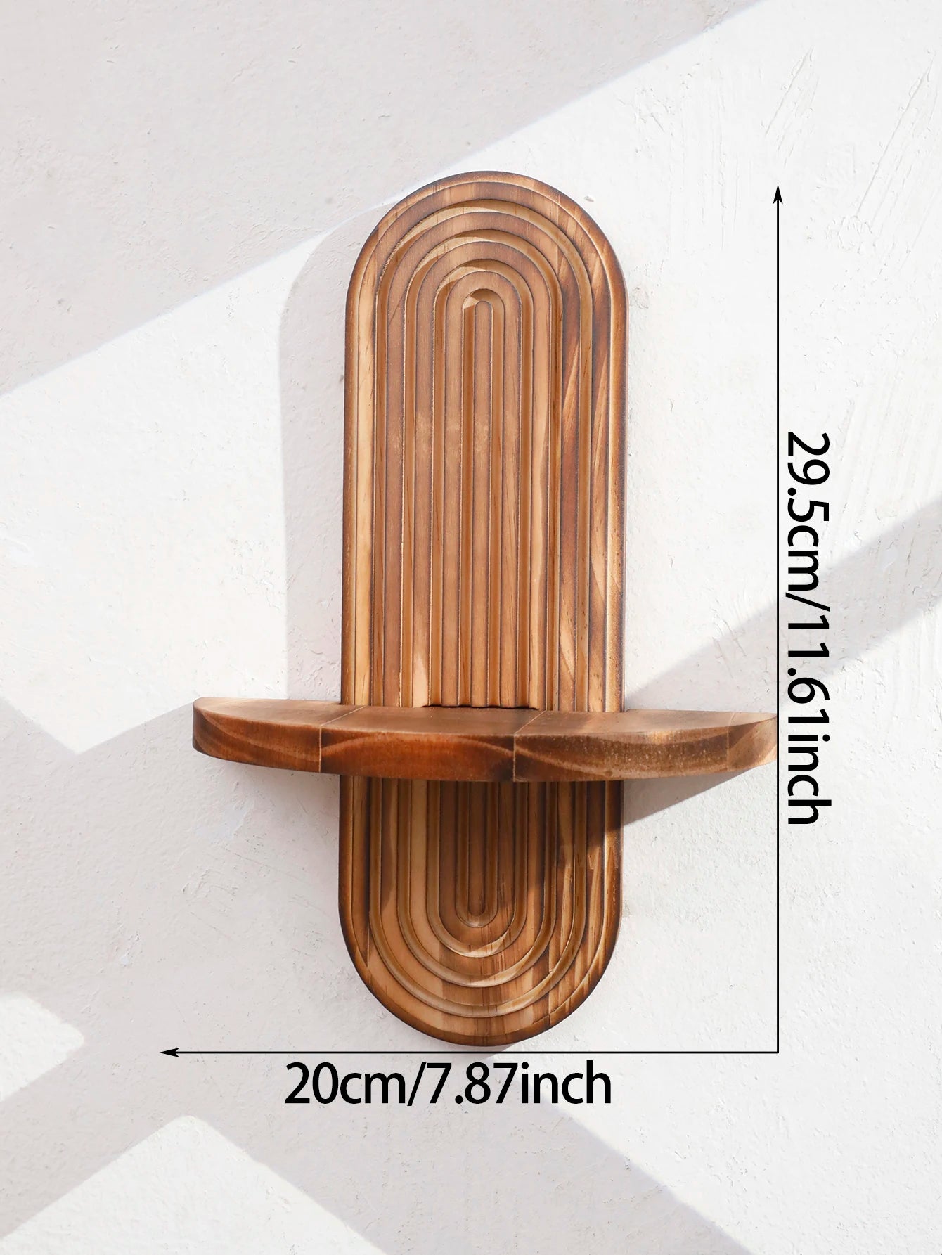 1Pc Boho Style Wooden Wall Shelves - Geometric Wall Mounted Shelves, Natural Wood Finish, Modern Home Decor, Plant Decorative