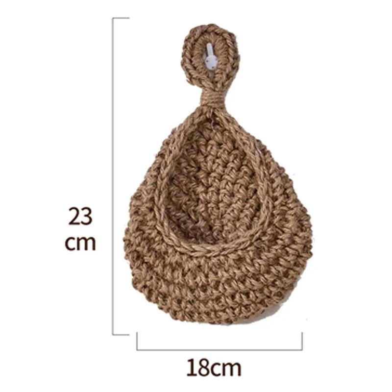 Handwoven Hanging Wall Fruit Vegetable Basket Organizer Container Decor for Kitchen Garden Mount Wall Plant Flower Onion Storag