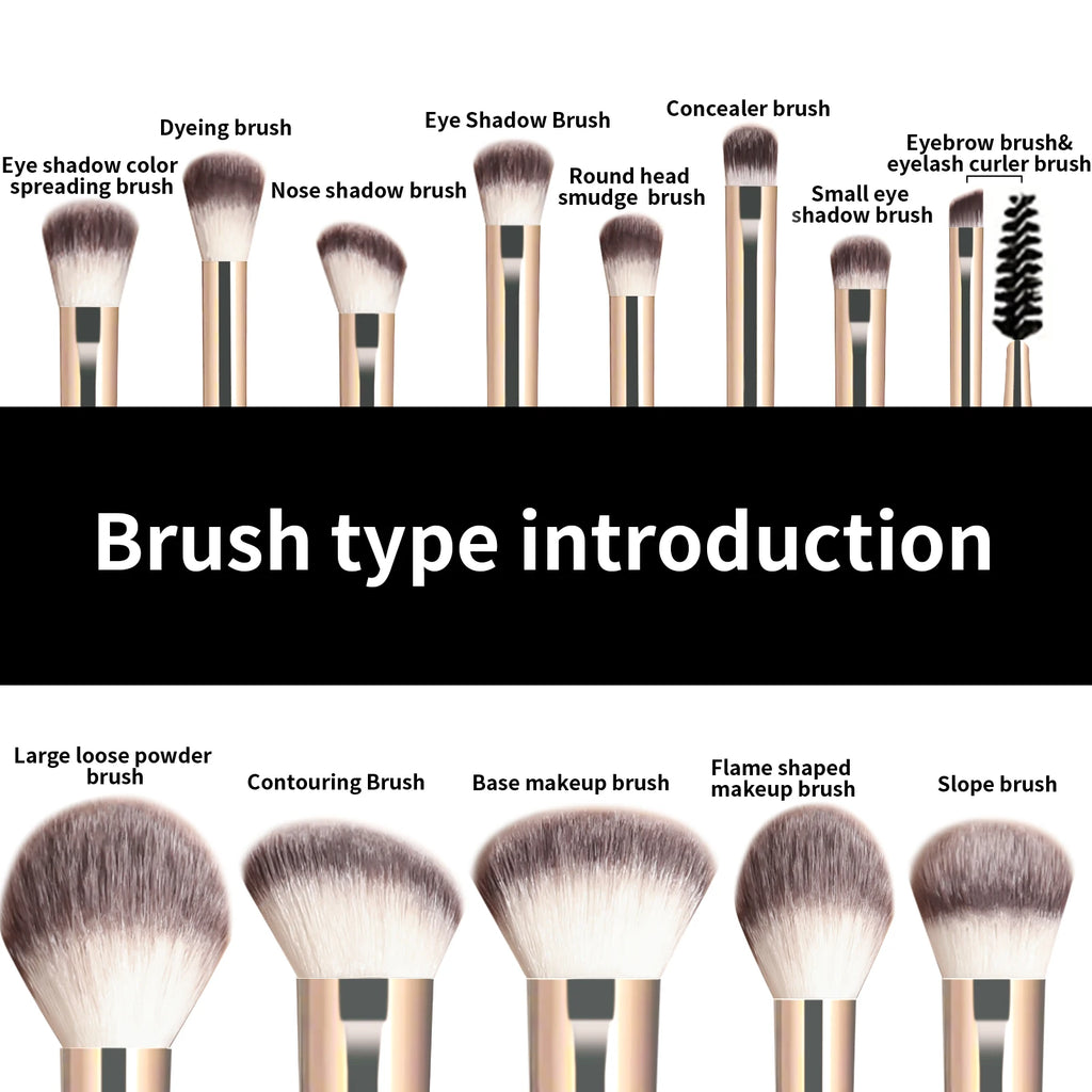 13PCS Makeup Brush Set Foundation Concealer Powder Eyeshadow Blush Brush Kabuki Blending Cosmetic Beauty Tool for Face
