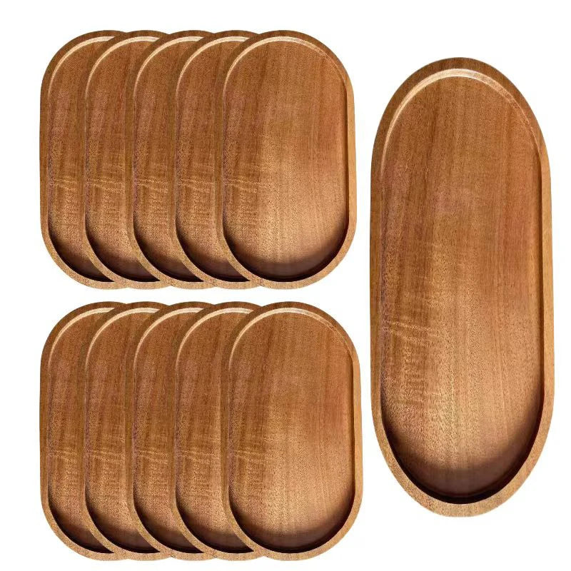 Tableware Solid Wood Food Tray Round Rectangle Dessert Plate Japanese-style Wooden Snack Fruit Tea Saucer Pallet Bread Board