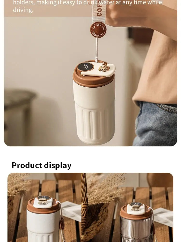 Stainless Steel Insulated Cup Display Temperature Coffee Cup Intelligent Car Mounted Water Cup Gift Drinking Tool