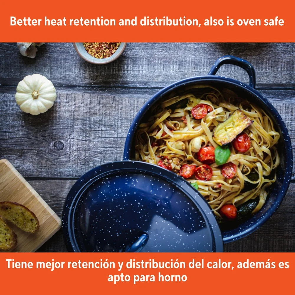 6Qt Enamel Stock Pot Heavy Duty Cooking Pot Stylish Efficient Heat Distribution Perfect Soups Stews Pasta Family Gatherings