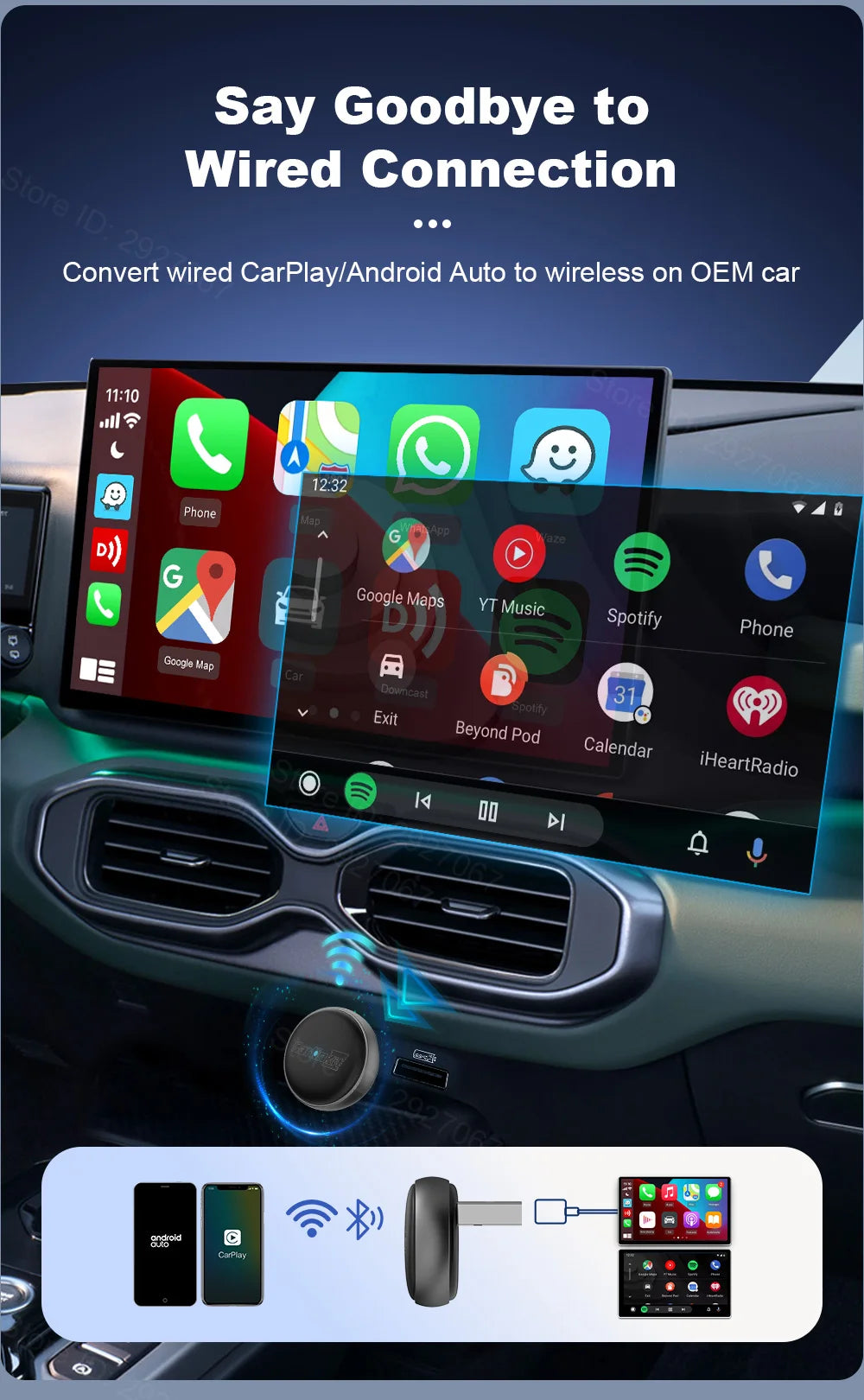 CarlinKit Wireless CarPlay Box Mini Ultra 3 Wired To Wireless CarPlay Adapter USB Plug and Play Wifi Bluetooth Fast Auto Connect