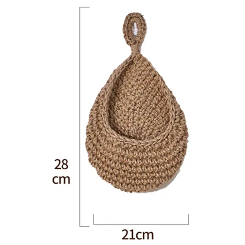 Handwoven Hanging Wall Fruit Vegetable Basket Organizer Container Decor for Kitchen Garden Mount Wall Plant Flower Onion Storag
