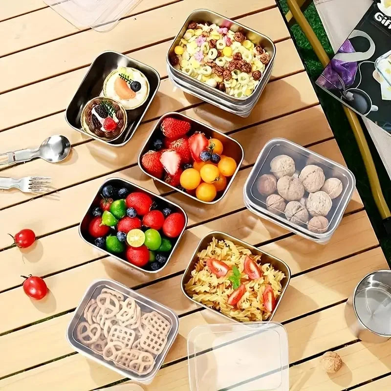 5pcs Stainless Steel Food Storage Stackable Meal Prep Boxes for Kitchen Fridge Lunch Ideal for Meal Prep Travel Kitchen Storage