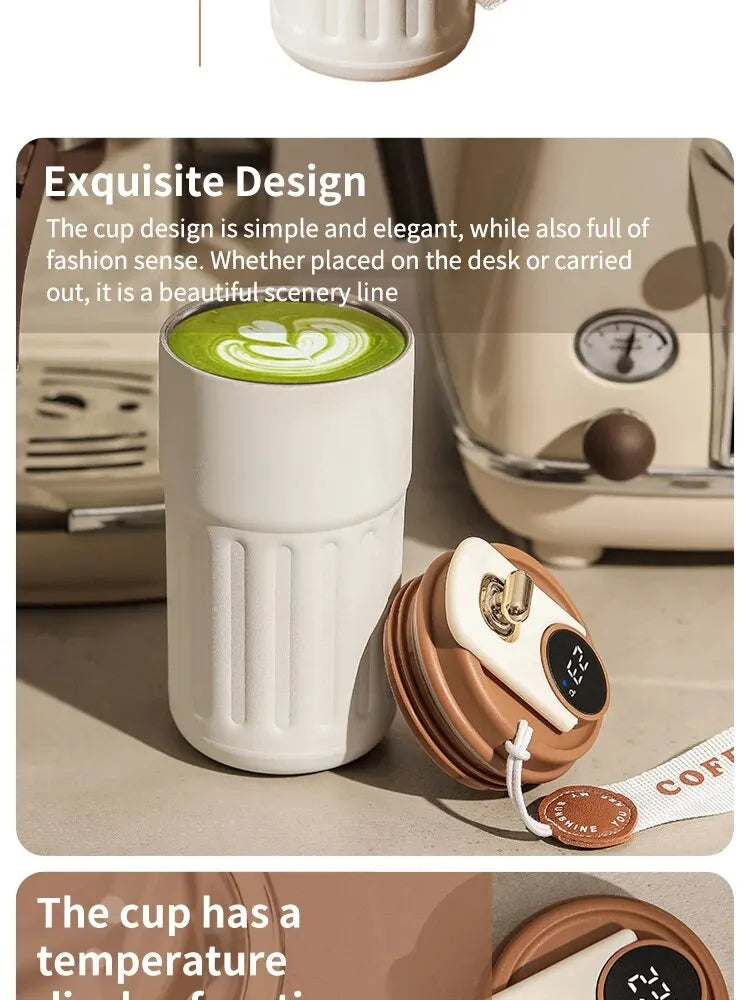 Stainless Steel Insulated Cup Display Temperature Coffee Cup Intelligent Car Mounted Water Cup Gift Drinking Tool