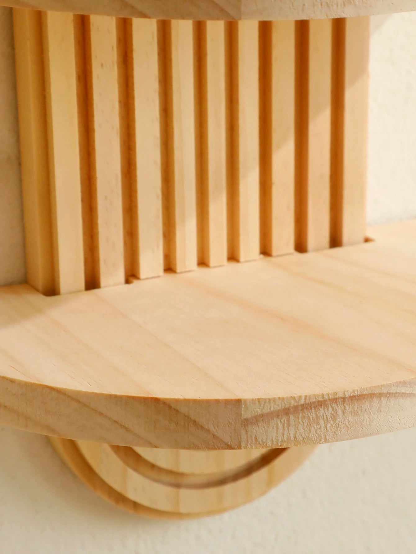 1Pc Boho Style Wooden Wall Shelves - Geometric Wall Mounted Shelves, Natural Wood Finish, Modern Home Decor, Plant Decorative