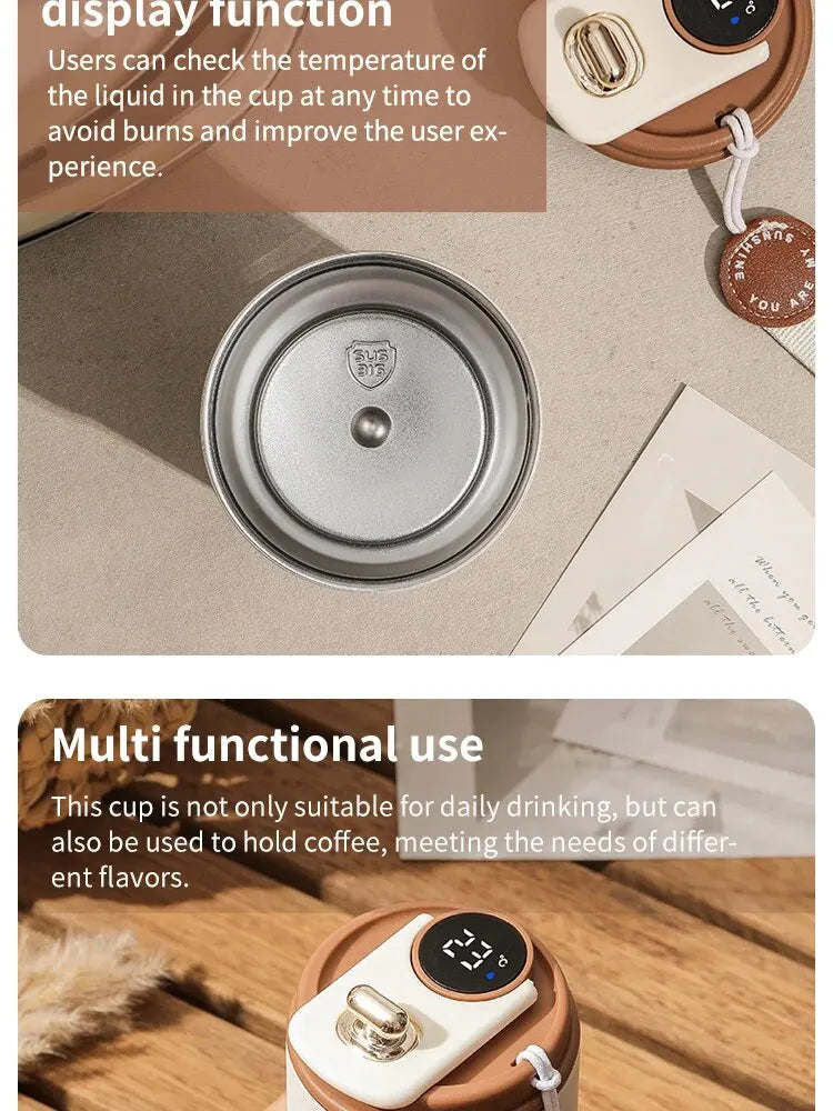 Stainless Steel Insulated Cup Display Temperature Coffee Cup Intelligent Car Mounted Water Cup Gift Drinking Tool