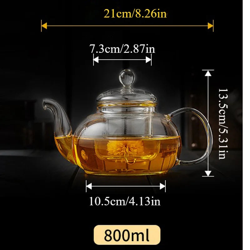 400ml/1000ml Heat-resistant Glass Tea Pot Flower Kettle Kung Fu Teawear Set Tea Strainer Infuser Puer Oolong Barley Pot Teaware