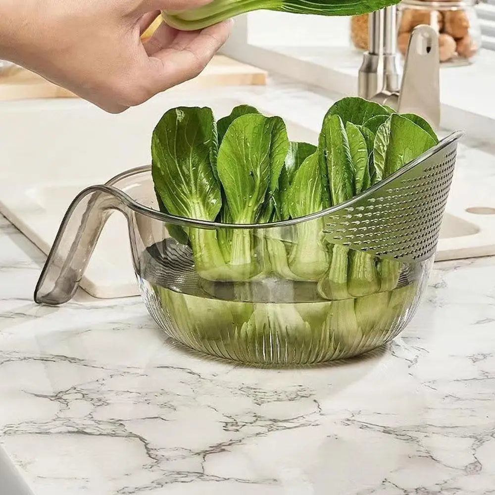 Rice Washing Bowl Plastic Colander Sieve Vegetable Drainer Basket Kitchen Tools Food Beans Sieve Fruit Drainer