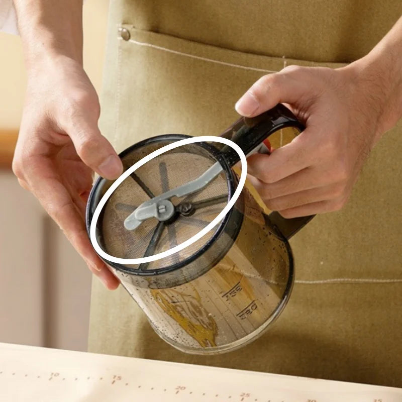 Semi-Automatic Flour Sifter With Hand Press Design Transparent Flour Sieve Non-stick Baking Tools Kitchen Gadgets Accessories