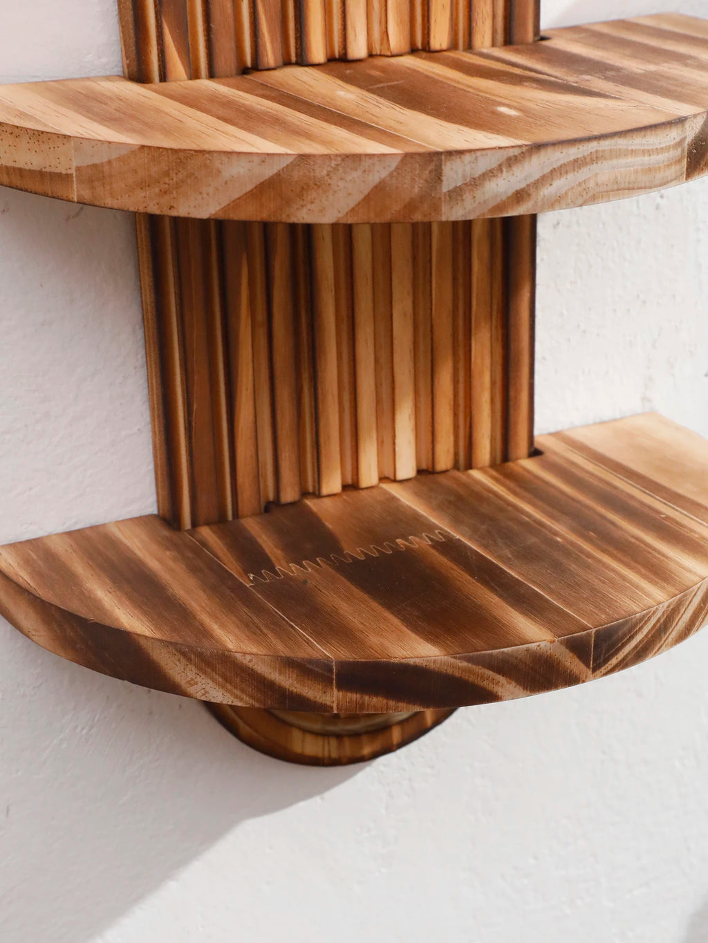 1Pc Boho Style Wooden Wall Shelves - Geometric Wall Mounted Shelves, Natural Wood Finish, Modern Home Decor, Plant Decorative