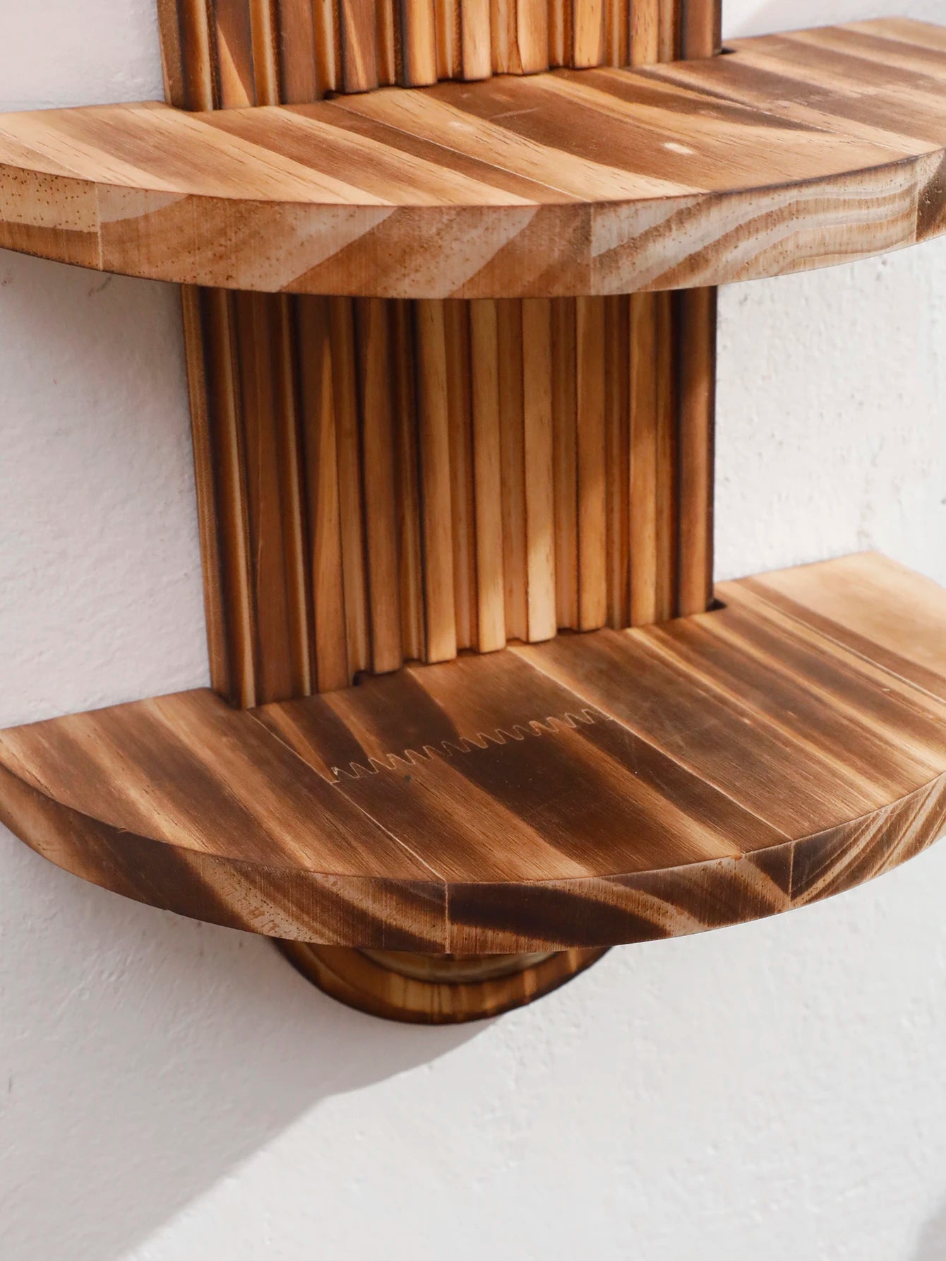 1Pc Boho Style Wooden Wall Shelves - Geometric Wall Mounted Shelves, Natural Wood Finish, Modern Home Decor, Plant Decorative