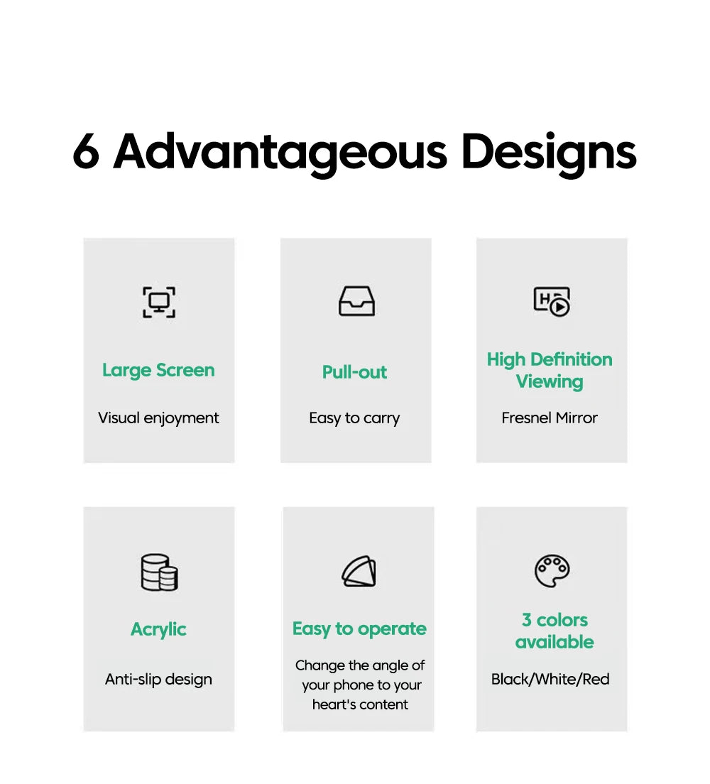 12/10Inch Cell Phone Screen Amplifier Mobile Phone Holder Mobile Phone HD Portable Phone Screen Video Magnifier Stand Bracket