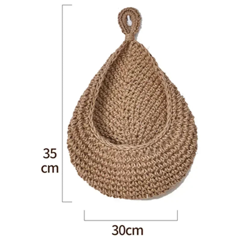 Handwoven Hanging Wall Fruit Vegetable Basket Organizer Container Decor for Kitchen Garden Mount Wall Plant Flower Onion Storag