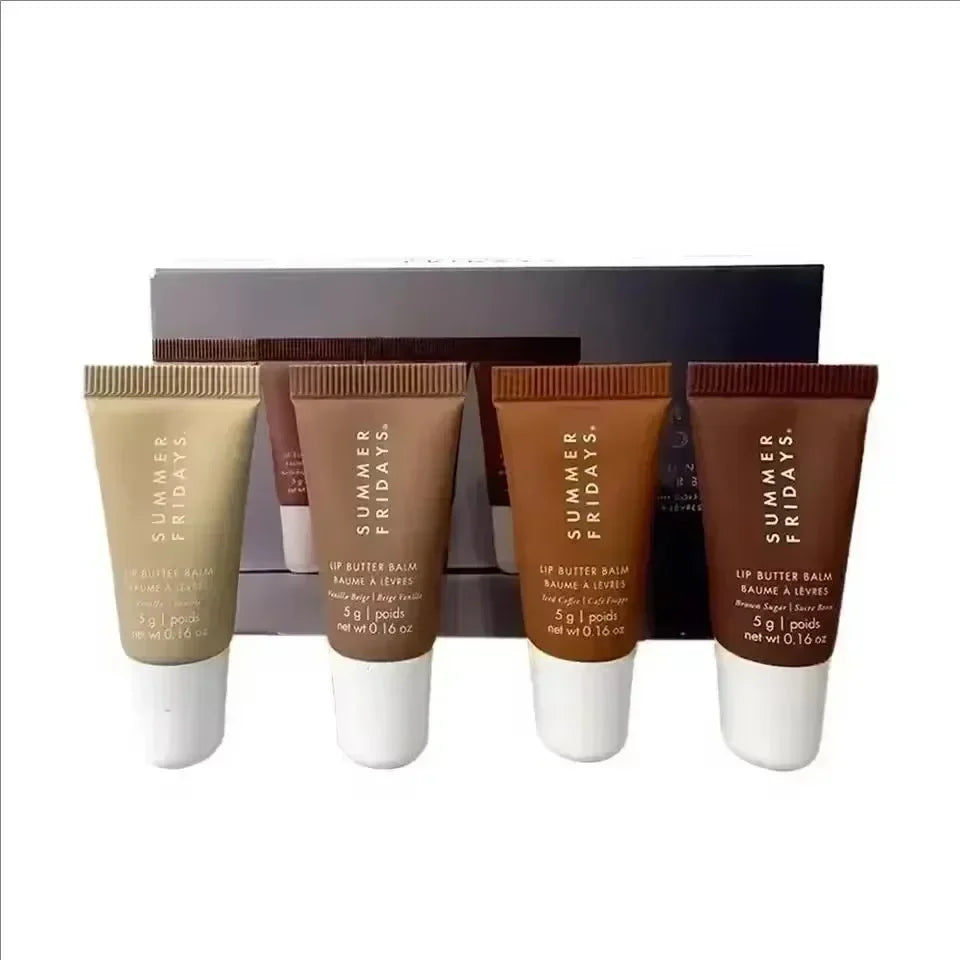 NEW Summer Fridays Mini Lip Gloss Set Vanilla Beige Lip Balm Long Lasting Moisturizing Smooth Soft Tube Makeup Lip Care Suit
