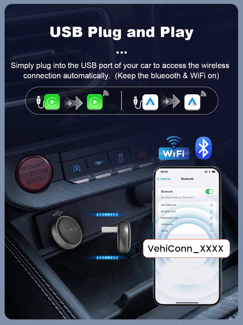 CarlinKit Wireless CarPlay Box Mini Ultra 3 Wired To Wireless CarPlay Adapter USB Plug and Play Wifi Bluetooth Fast Auto Connect