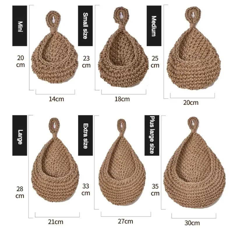 Handwoven Hanging Wall Fruit Vegetable Basket Organizer Container Decor for Kitchen Garden Mount Wall Plant Flower Onion Storag