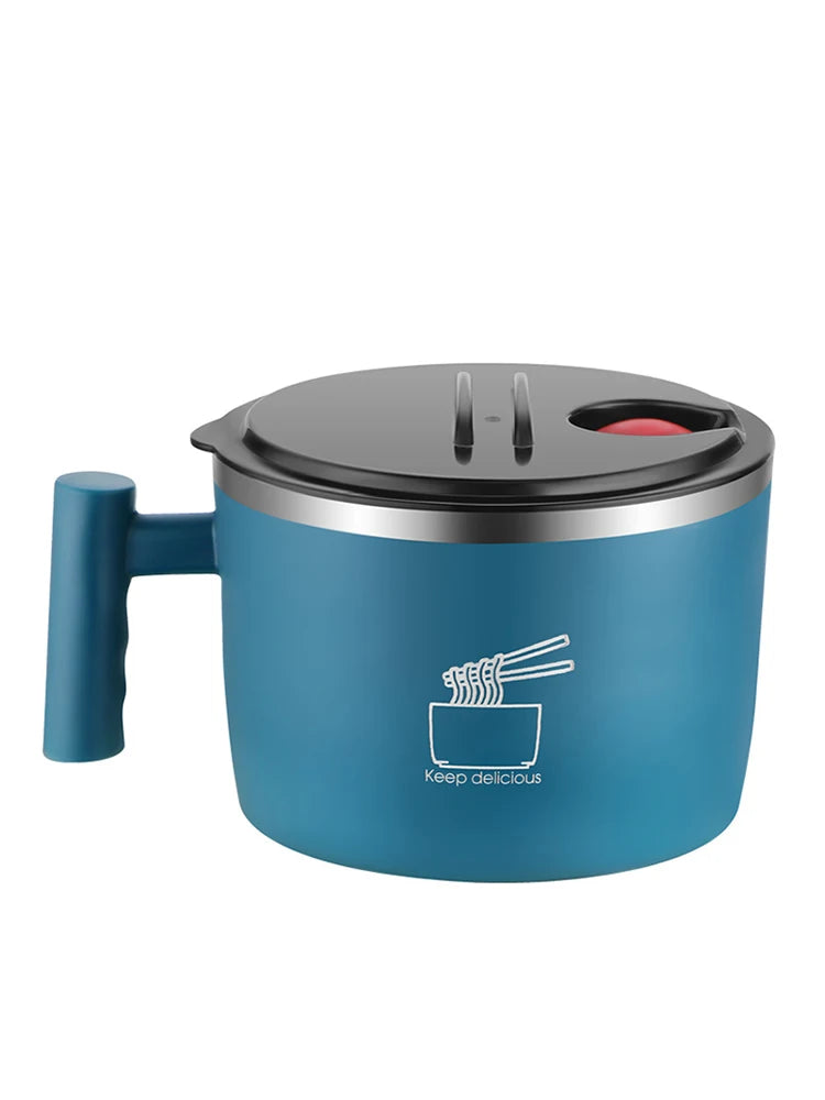 Stainless Steel Bowl With Lid For Instant Noodles Sealed And Portable Drain Bowl For Kitchen Utensils Instant Noodle Partner