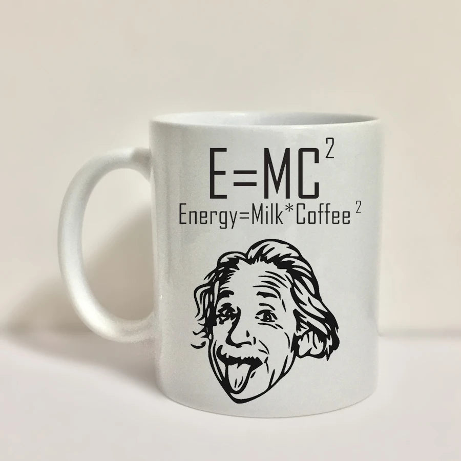 "E = MC2" Energy = Milk × Coffee ² - Fun Coffee Ceramic Cup, Unique Creative Gifts for Friends, Birthday Gifts