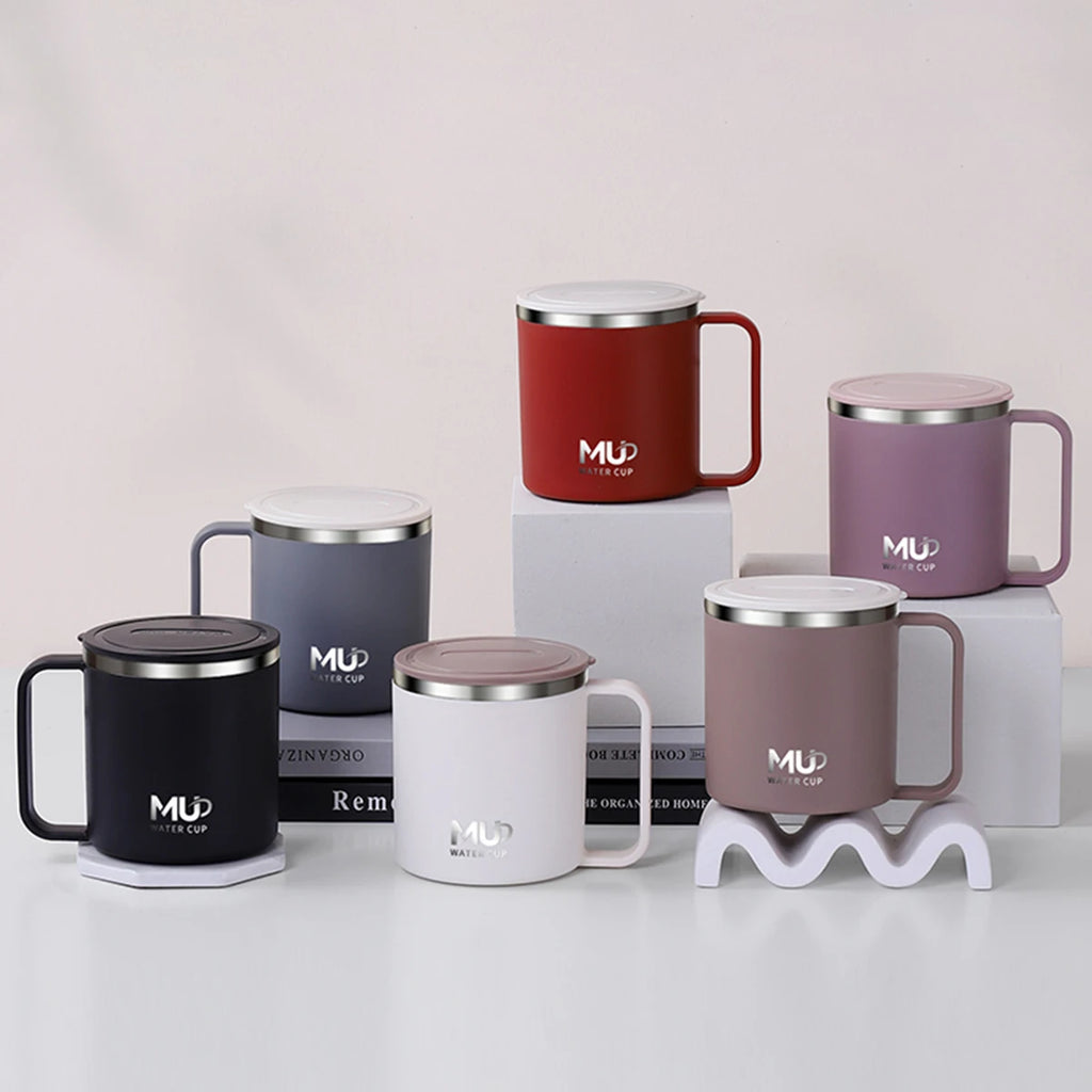 400ML Insulated Coffee Mug With Lid 304 Stainless Steel Double Wall Water Cup Sealed Milk Coffee Cup Student Adult Drinkware