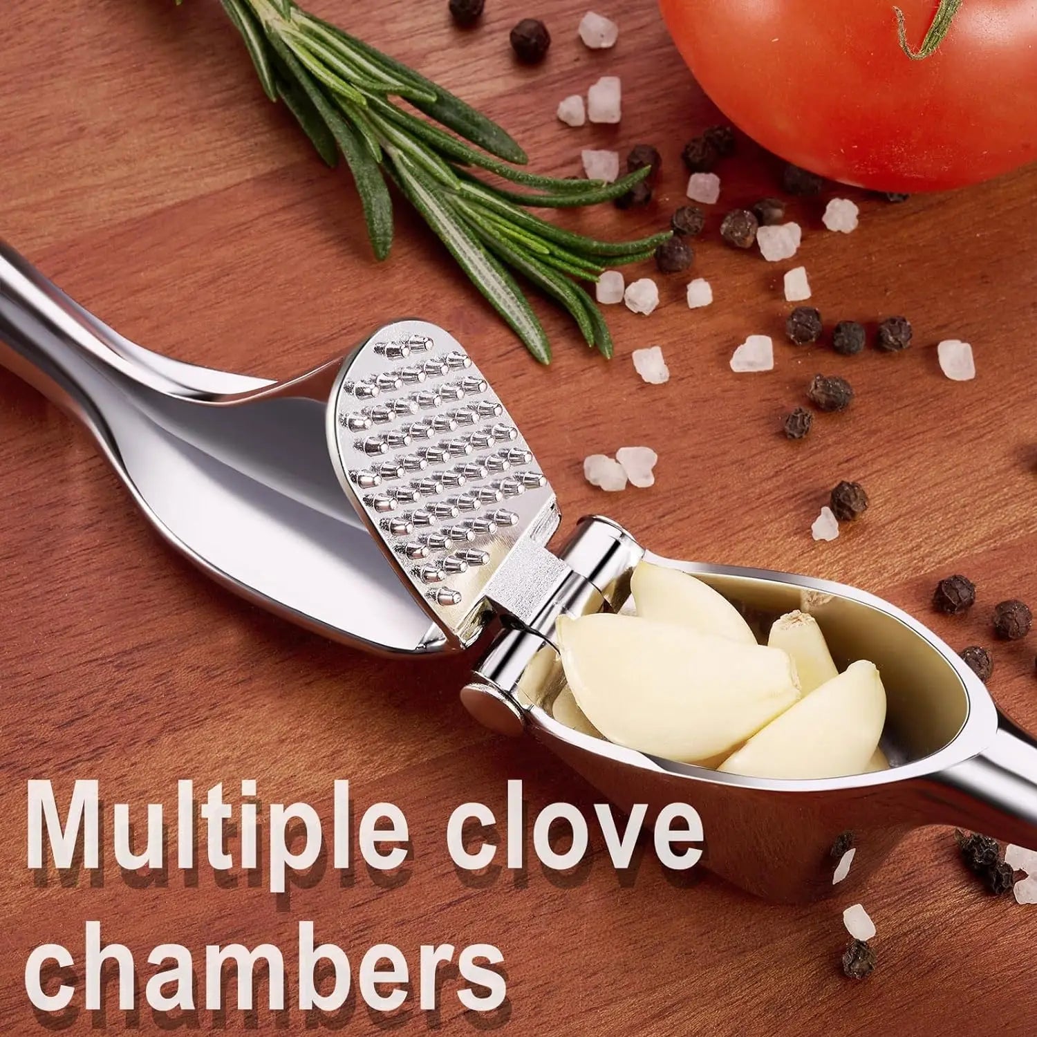 1PC Garlic Press Zinc Alloy Garlic Mincer Crusher with Ergonomic Soft Grip Handle Easy to Squeeze Clean