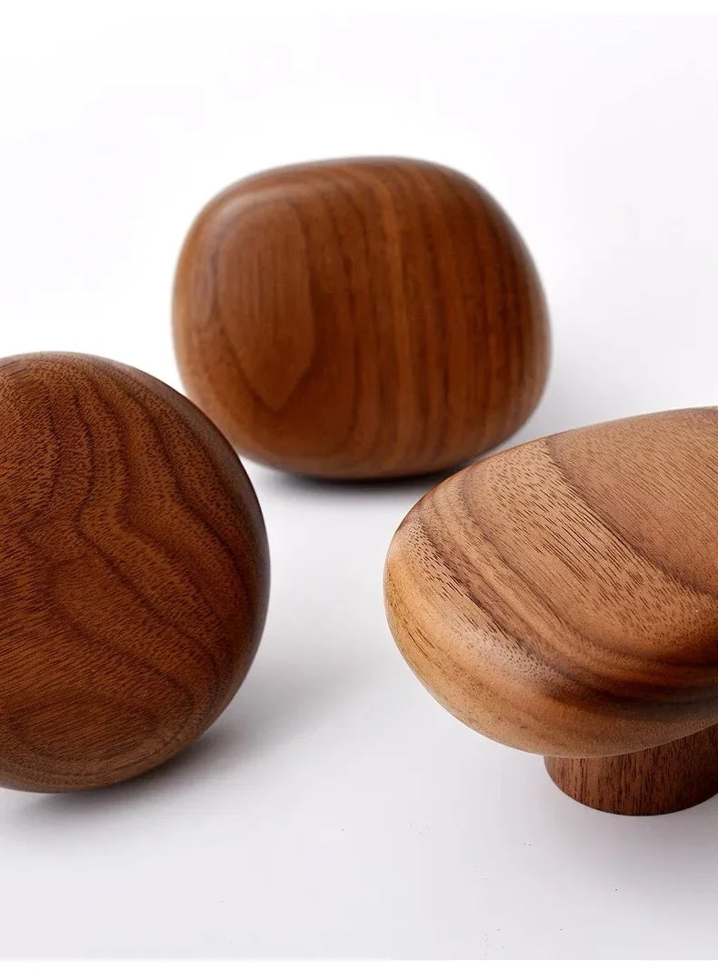 Scandinavian Solid Wood Handle Clothes Hook Coat Hook Wall-mounted Hook Punch-free Door Clothes Hanger Pebble Shape Cabinet Door