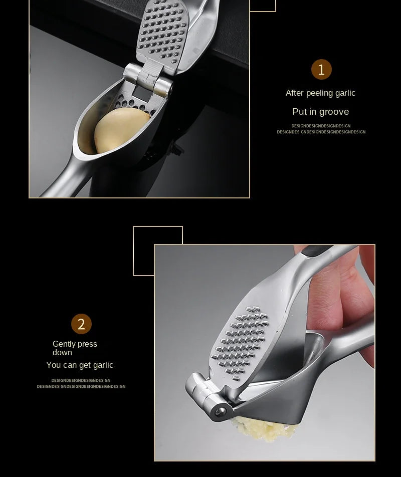 1PC Garlic Press Zinc Alloy Garlic Mincer Crusher with Ergonomic Soft Grip Handle Easy to Squeeze Clean