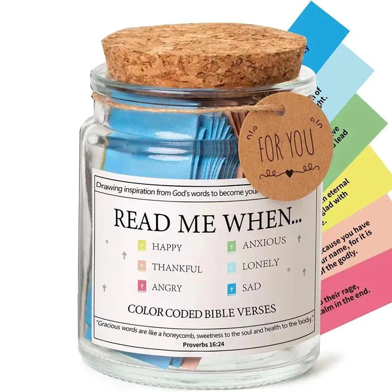 Bible Verses in A Jar, God's Word Storage Jar ,Colorful Bible Verses Gratitude & Blessings Christian ,With Gift Box