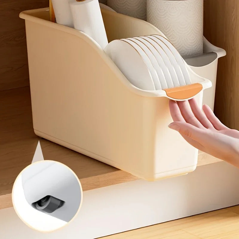 Curved Plastic Storage Bins Set - Multipurpose Home Organization Boxes for Cleaning Supplies & Household Essentials