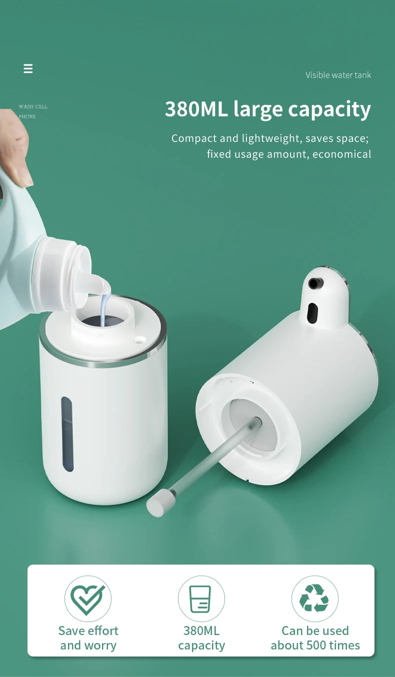 380ML Rechargeable Electric 4 Levels Adjustable Automatic Sensor Soap Dispenser Intelligent Hand Sanitizer Pump Washing Machine