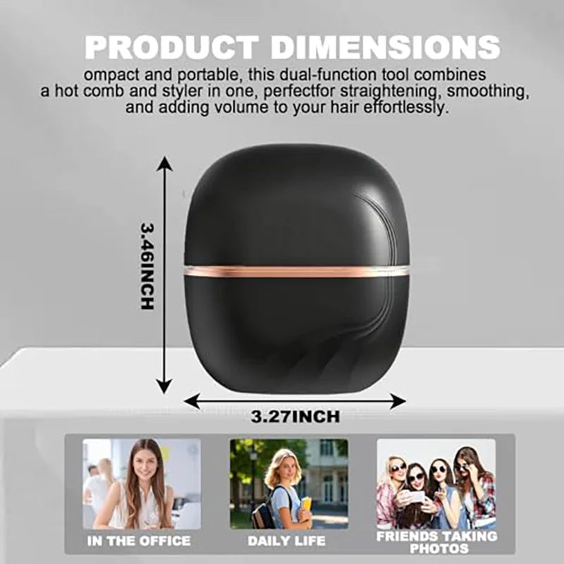 Capsule Hair Straightener & Styler Mini Cordless Hair Straightener Comb Portable Heat Hair Brush for Travel USB Rechargeable