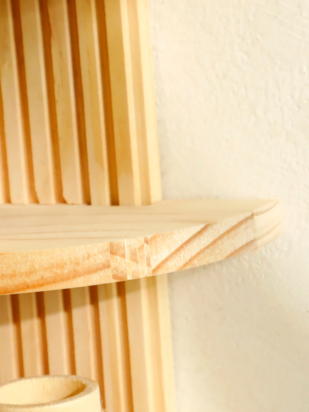 1Pc Boho Style Wooden Wall Shelves - Geometric Wall Mounted Shelves, Natural Wood Finish, Modern Home Decor, Plant Decorative