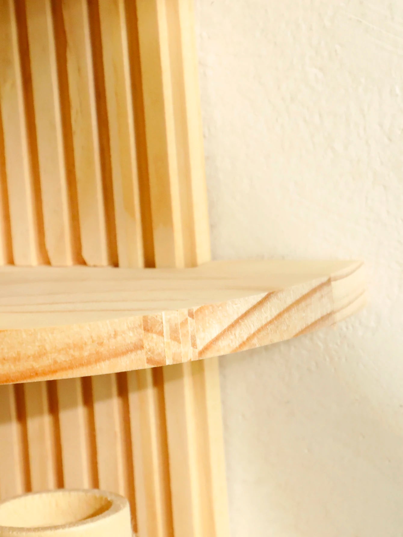 1Pc Boho Style Wooden Wall Shelves - Geometric Wall Mounted Shelves, Natural Wood Finish, Modern Home Decor, Plant Decorative