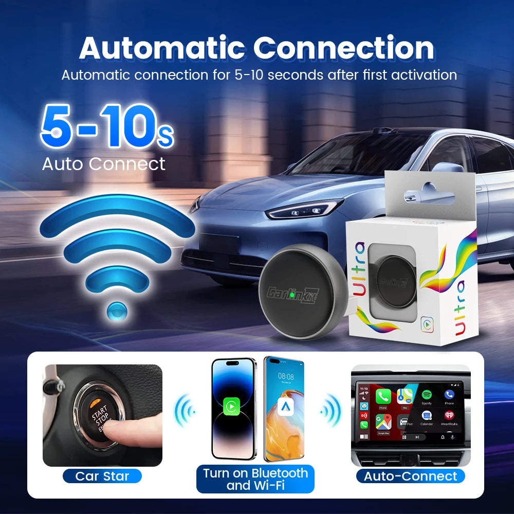 CarlinKit Wireless CarPlay Box Mini Ultra 3 Wired To Wireless CarPlay Adapter USB Plug and Play Wifi Bluetooth Fast Auto Connect