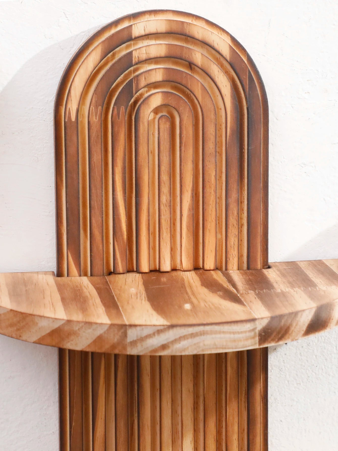 1Pc Boho Style Wooden Wall Shelves - Geometric Wall Mounted Shelves, Natural Wood Finish, Modern Home Decor, Plant Decorative