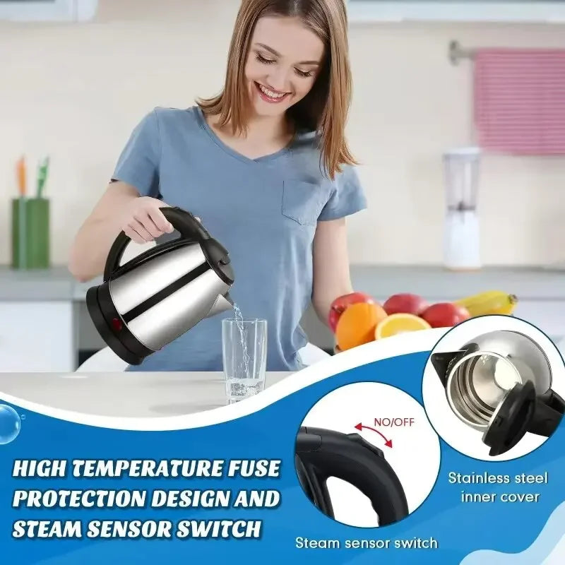 2L Food-grade Stainless Steel Electric Kettle Fast Boiling Hot Water Heater, Multi-purpose Teapot for Coffee, Beverage Daily Use