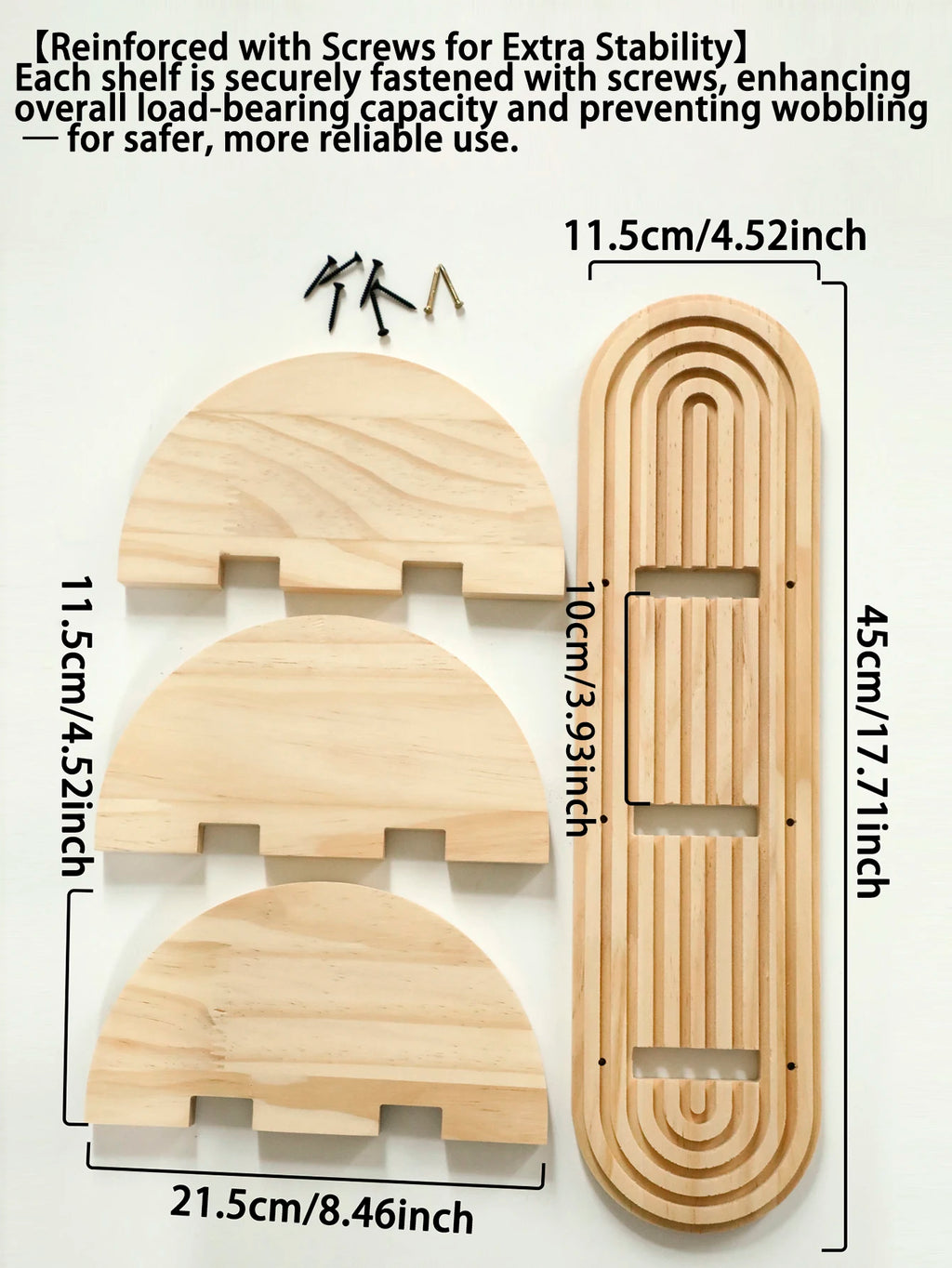 1Pc Boho Style Wooden Wall Shelves - Geometric Wall Mounted Shelves, Natural Wood Finish, Modern Home Decor, Plant Decorative