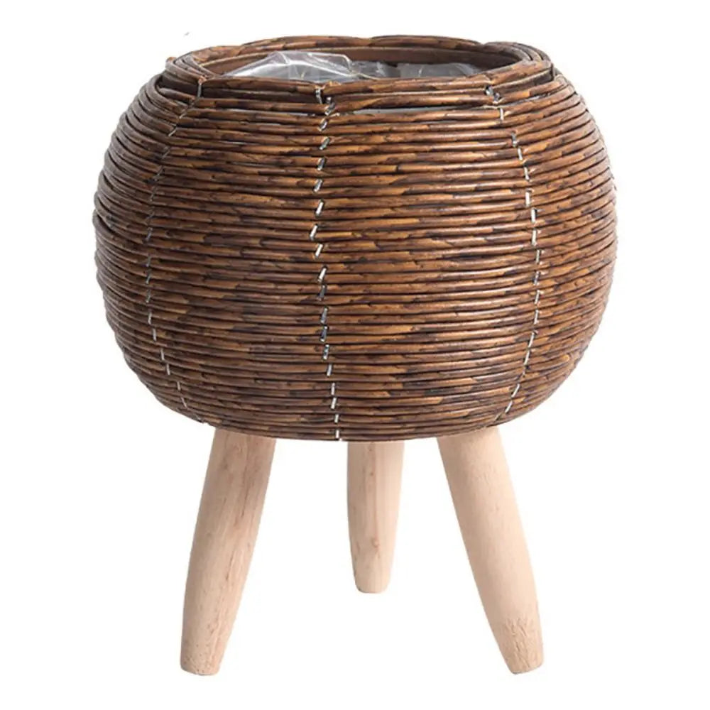 Fashion Rattan Woven Flower Pot Creative Flower Planters With Removable Legs Durable Hand Wove Plant Stand