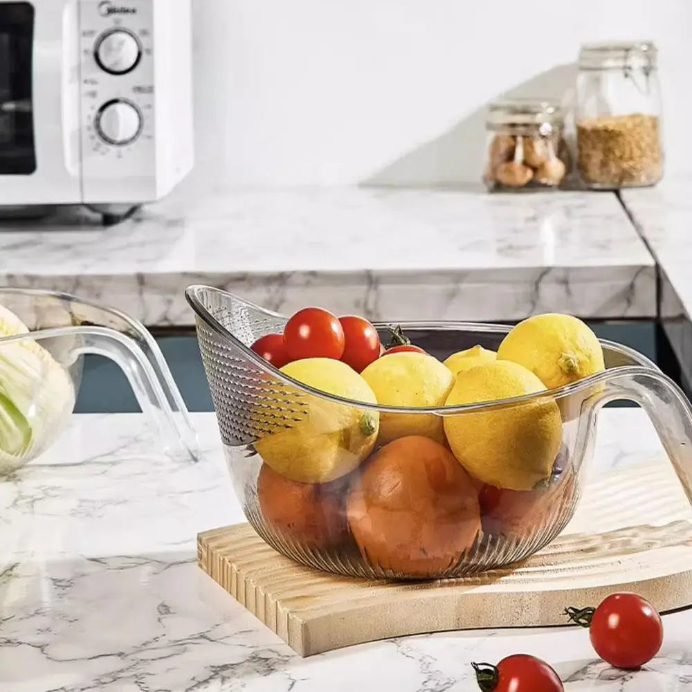 Rice Washing Bowl Plastic Colander Sieve Vegetable Drainer Basket Kitchen Tools Food Beans Sieve Fruit Drainer